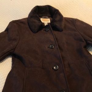 Talbots Brown Coat with Faux Fur trim